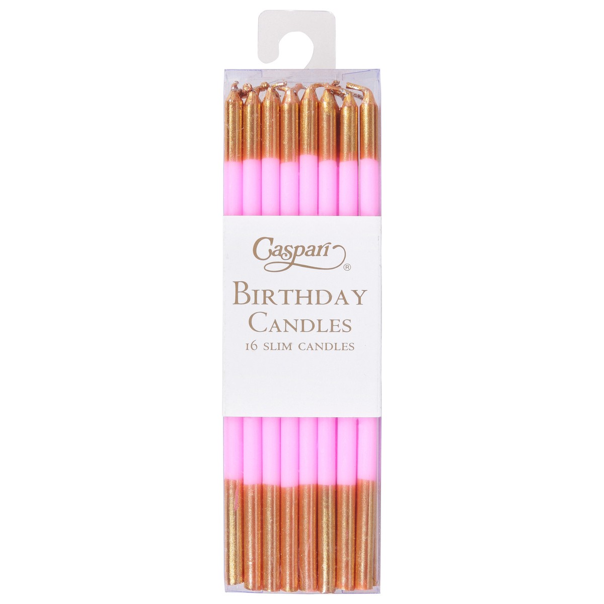 slide 6 of 11, Caspari Slim Pink/Gold Birthday Candles 16 ea, 16 ct