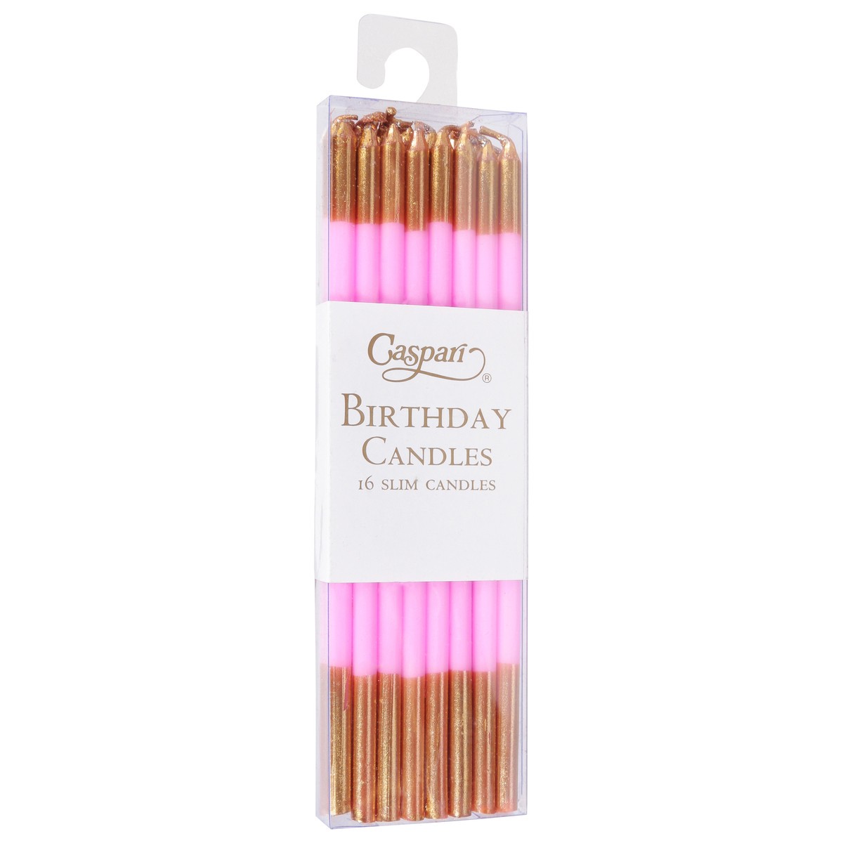 slide 7 of 11, Caspari Slim Pink/Gold Birthday Candles 16 ea, 16 ct