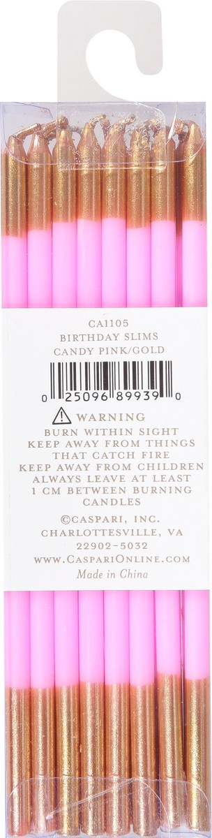 slide 9 of 11, Caspari Slim Pink/Gold Birthday Candles 16 ea, 16 ct