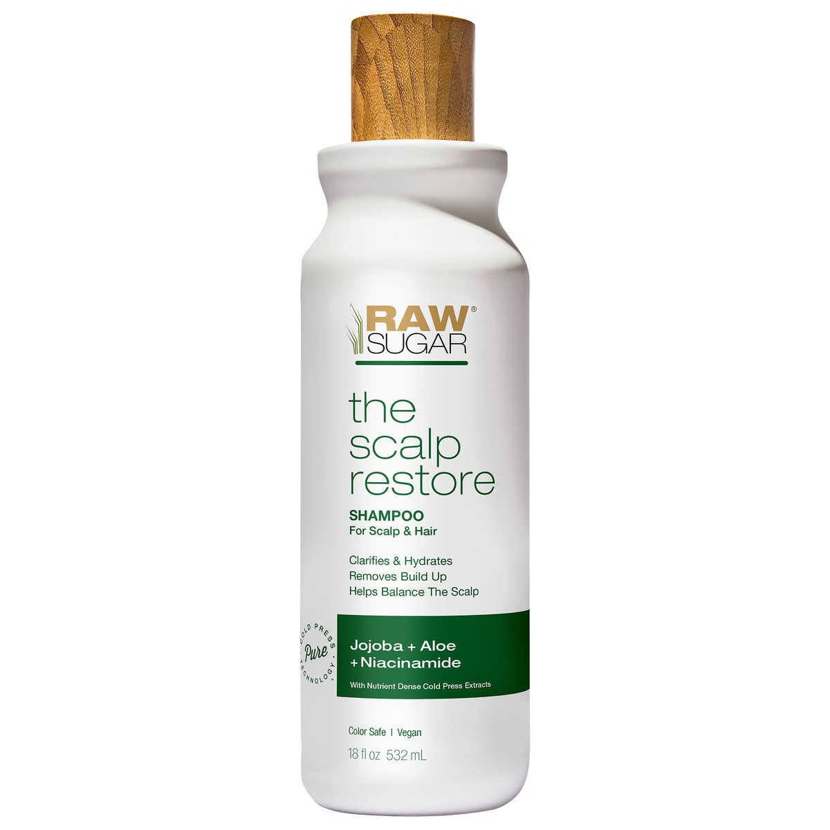 slide 1 of 9, Raw Sugar The Scalp Restore Shampoo - Activated Charcoal + Tea Tree + Moringa Oil, 18 fl oz