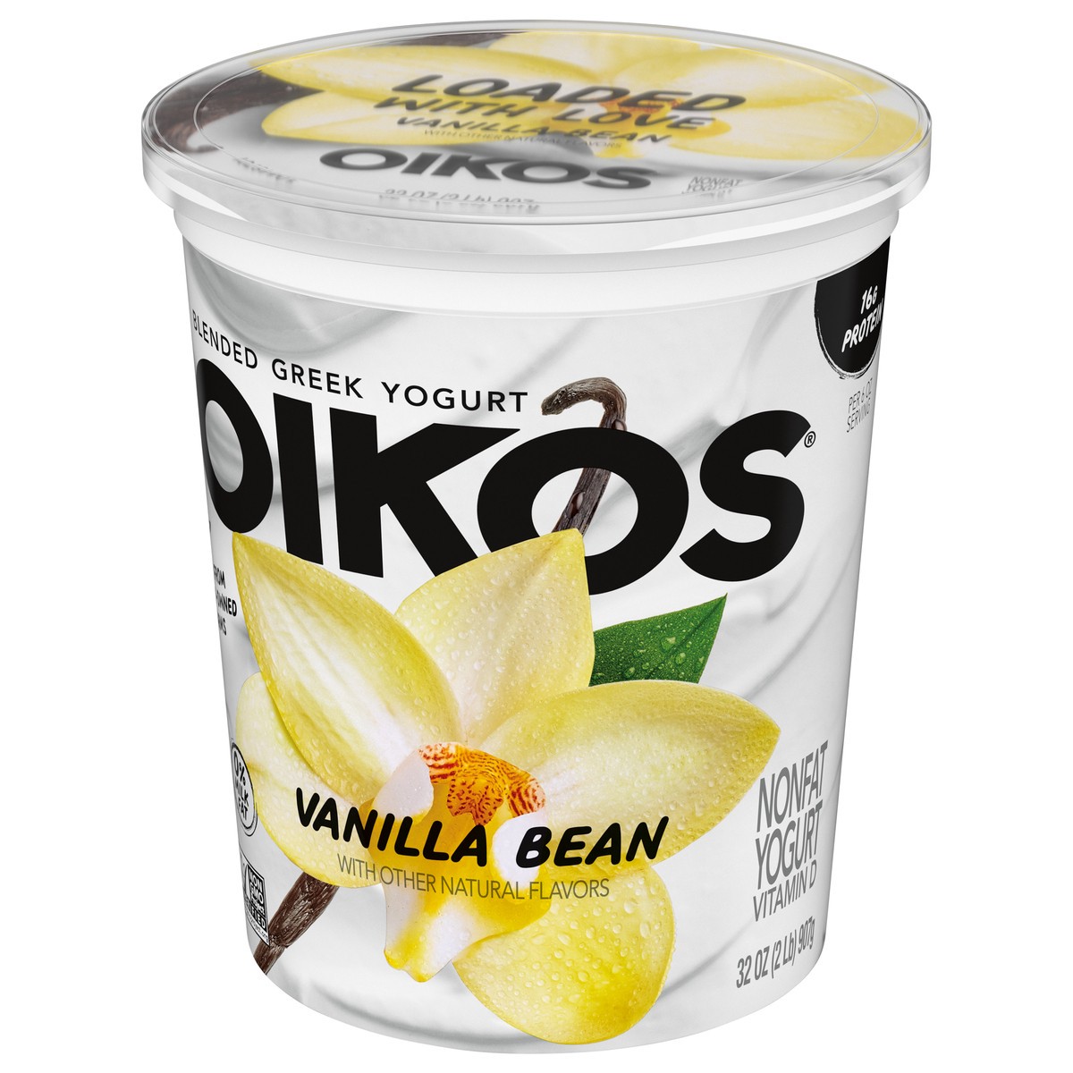 slide 2 of 9, Oikos Blended Vanilla Bean Flavored Greek Nonfat Yogurt, 32 oz., 32 oz