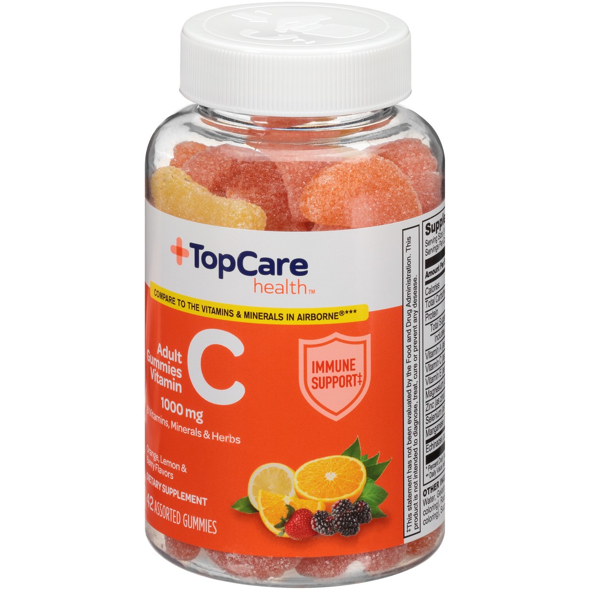 slide 3 of 9, TopCare Adult Vitamin C 1000 Mg Assorted Gummies, Orange, Lemon & Berry, 42 ct