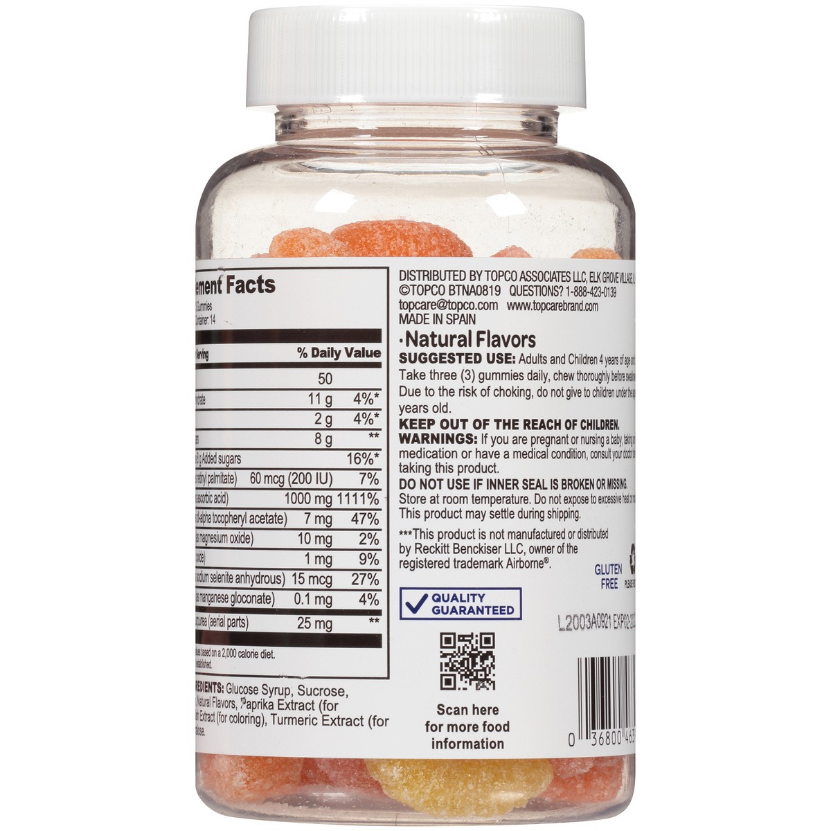 slide 9 of 9, TopCare Adult Vitamin C 1000 Mg Assorted Gummies, Orange, Lemon & Berry, 42 ct