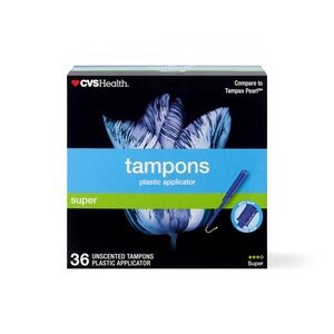 slide 1 of 1, CVS Health Plastic Tampons, Unscented, Super, 36 Ct, 1 ct