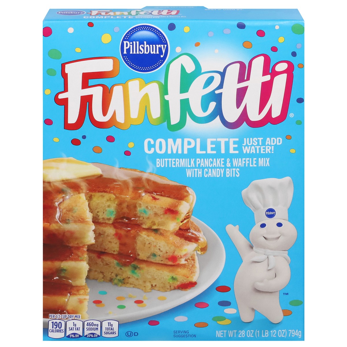 slide 1 of 8, Pillsbury Funfetti Complete Buttermilk Pancake & Waffle Mix with Candy Bits 28 oz, 28 oz