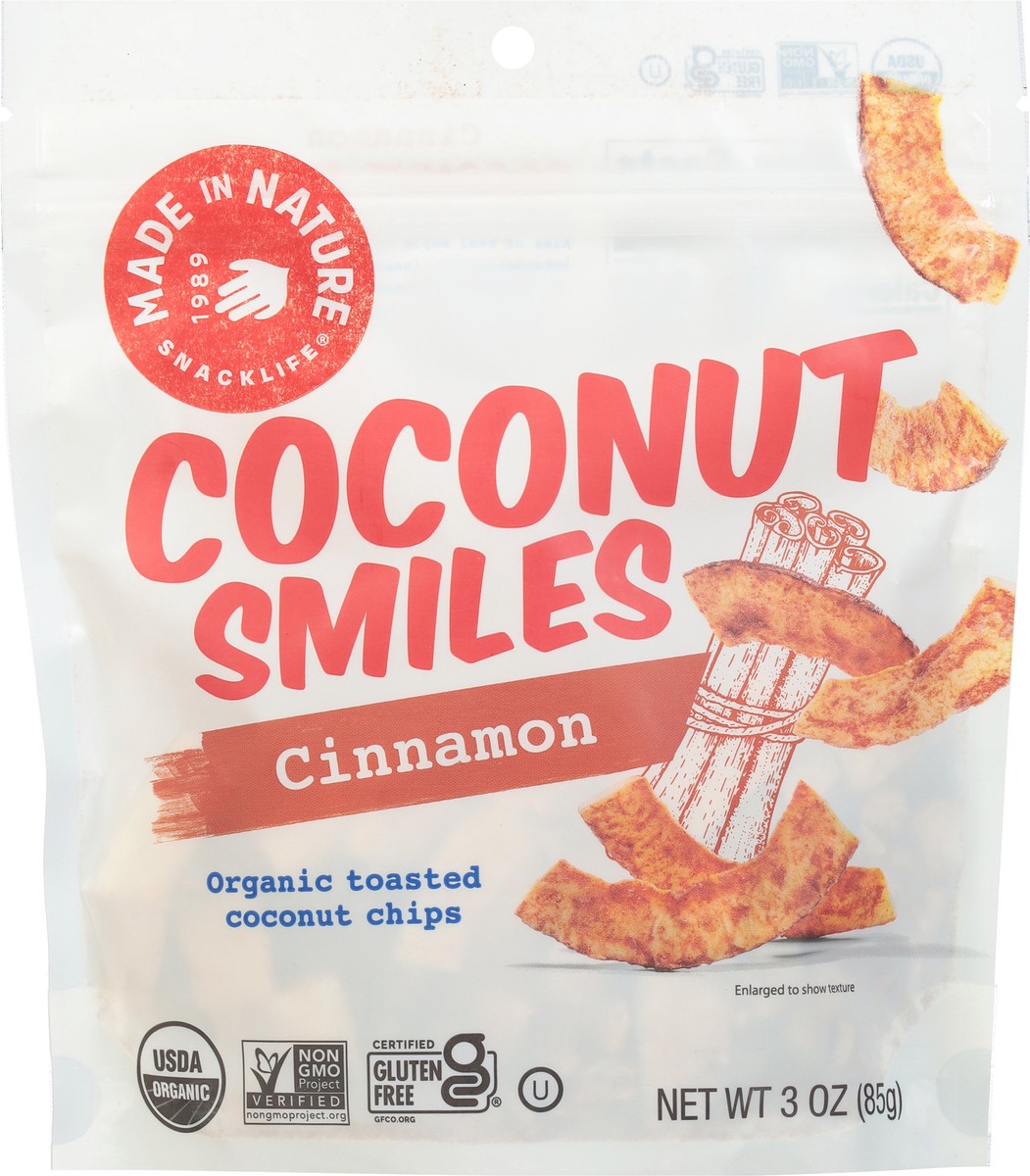 slide 9 of 11, Made in Nature Smiles Organic Toasted Cinnamon Coconut Chips 3 oz, 3 oz