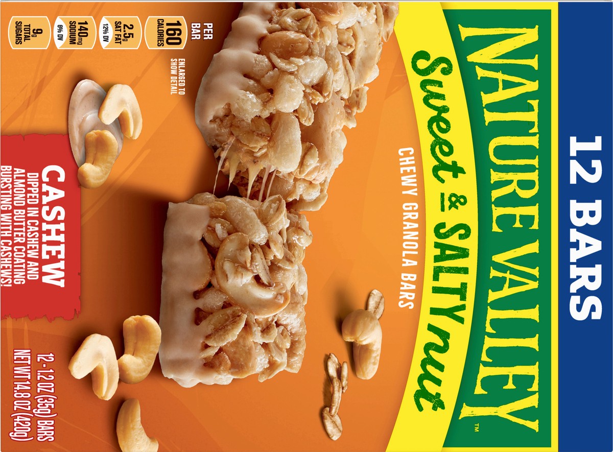 slide 7 of 9, Nature Valley Granola Bars, Sweet and Salty Nut, Cashew, 12 ct, 14.4 OZ, 12 ct