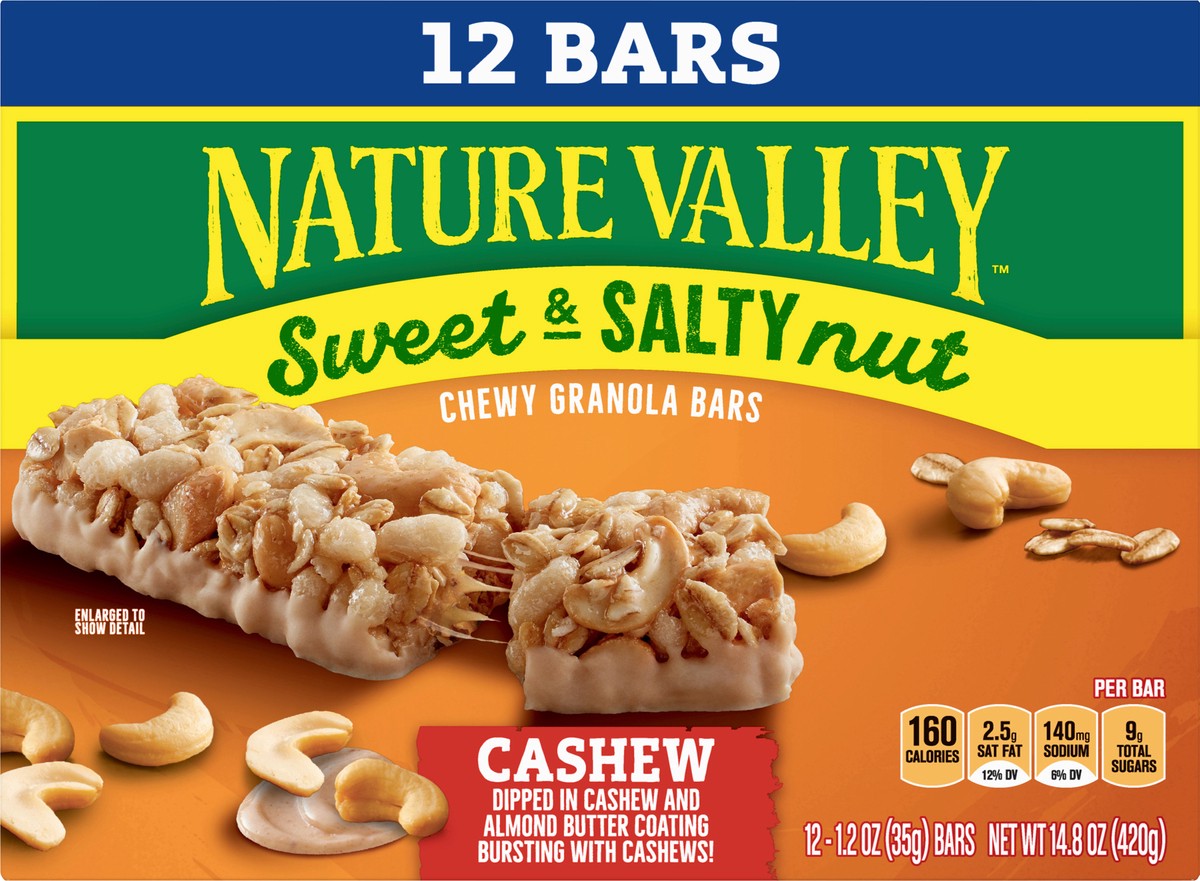 slide 5 of 9, Nature Valley Granola Bars, Sweet and Salty Nut, Cashew, 12 ct, 14.4 OZ, 12 ct