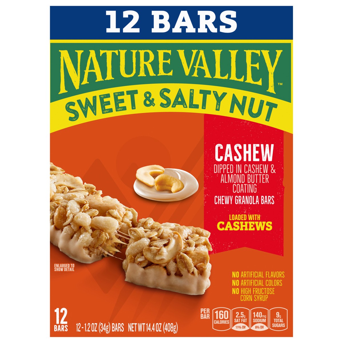 slide 1 of 9, Nature Valley Granola Bars, Sweet and Salty Nut, Cashew, 12 ct, 14.4 OZ, 12 ct