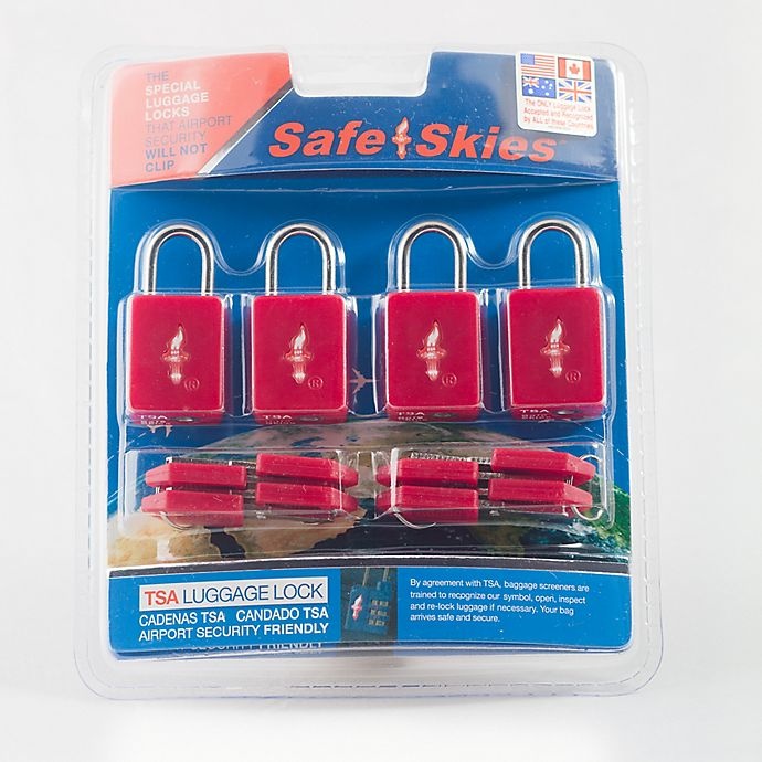slide 3 of 3, Safe Skies TSA-Recognized Padlocks - Red, 4 ct