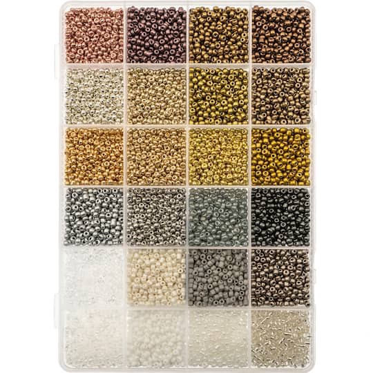 slide 1 of 3, 8/0 Neutral & Metallic Glass Seed Beads, 10.5oz. By Bead Landing, 10.5 oz