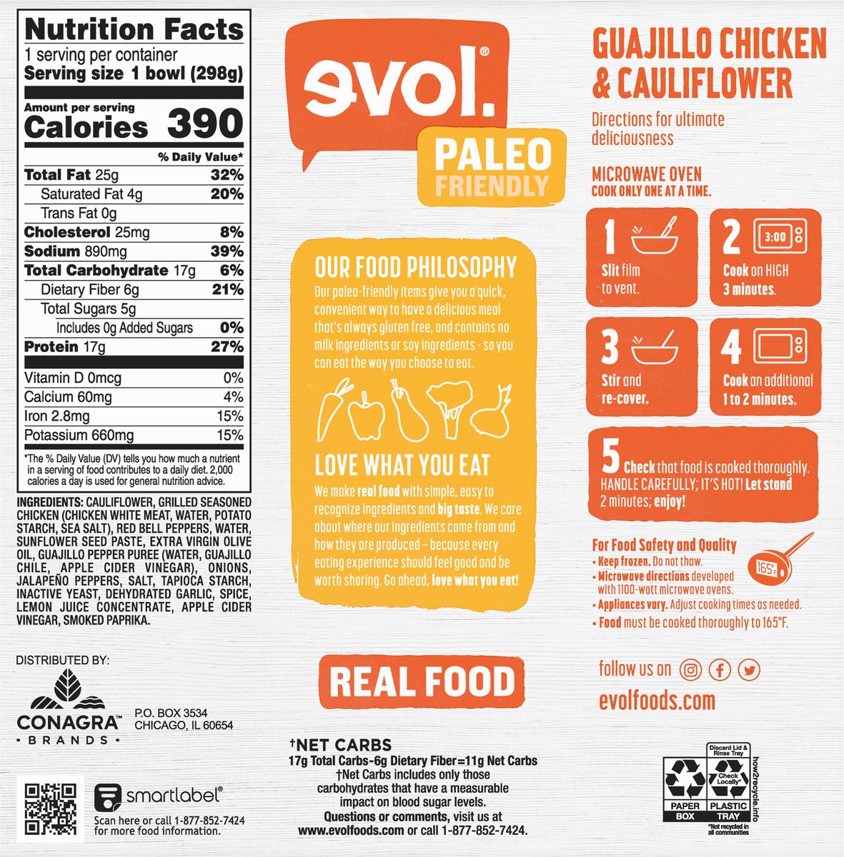 slide 4 of 12, EVOL Guajillo Chicken & Cauliflower 10.5 oz, 10.5 oz