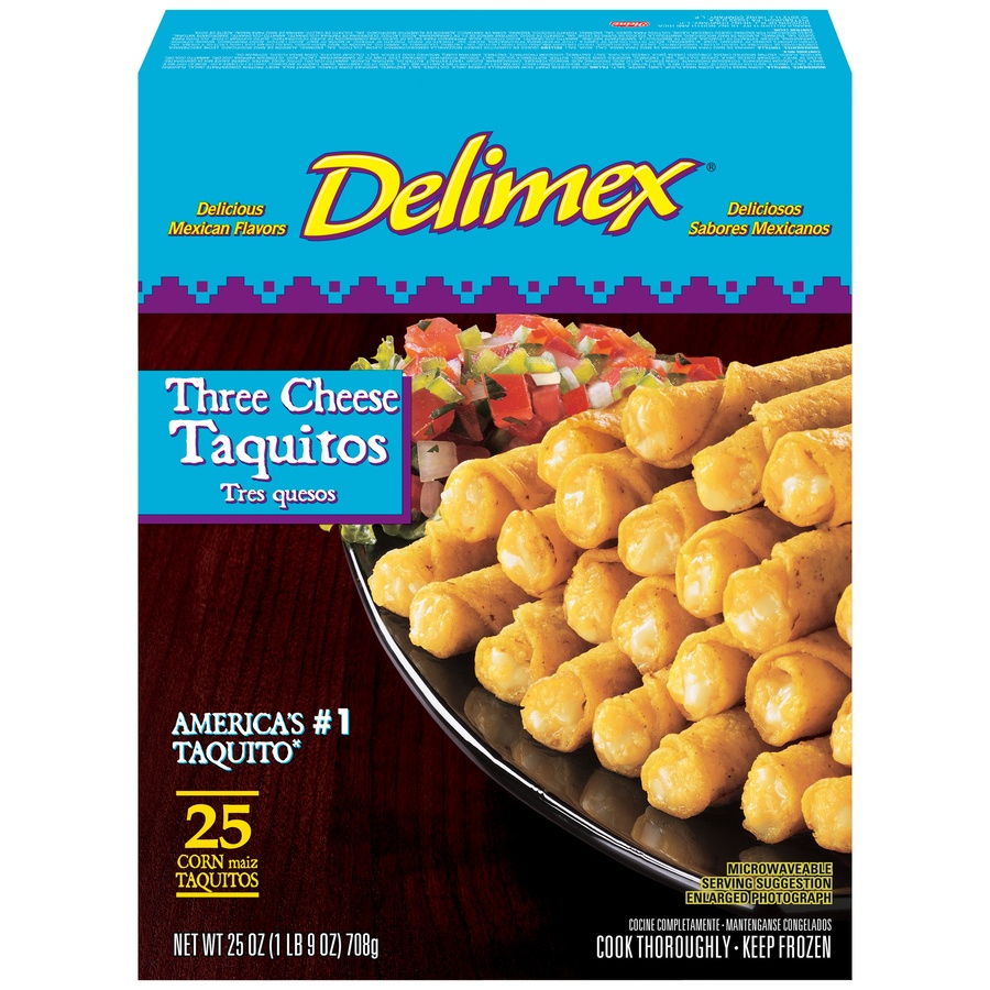 slide 1 of 3, Delimex Three Cheese Taquitos, 25 oz