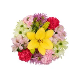 Bloom Haus Bow Bouquet - Yellow / Lavender / Lime Green