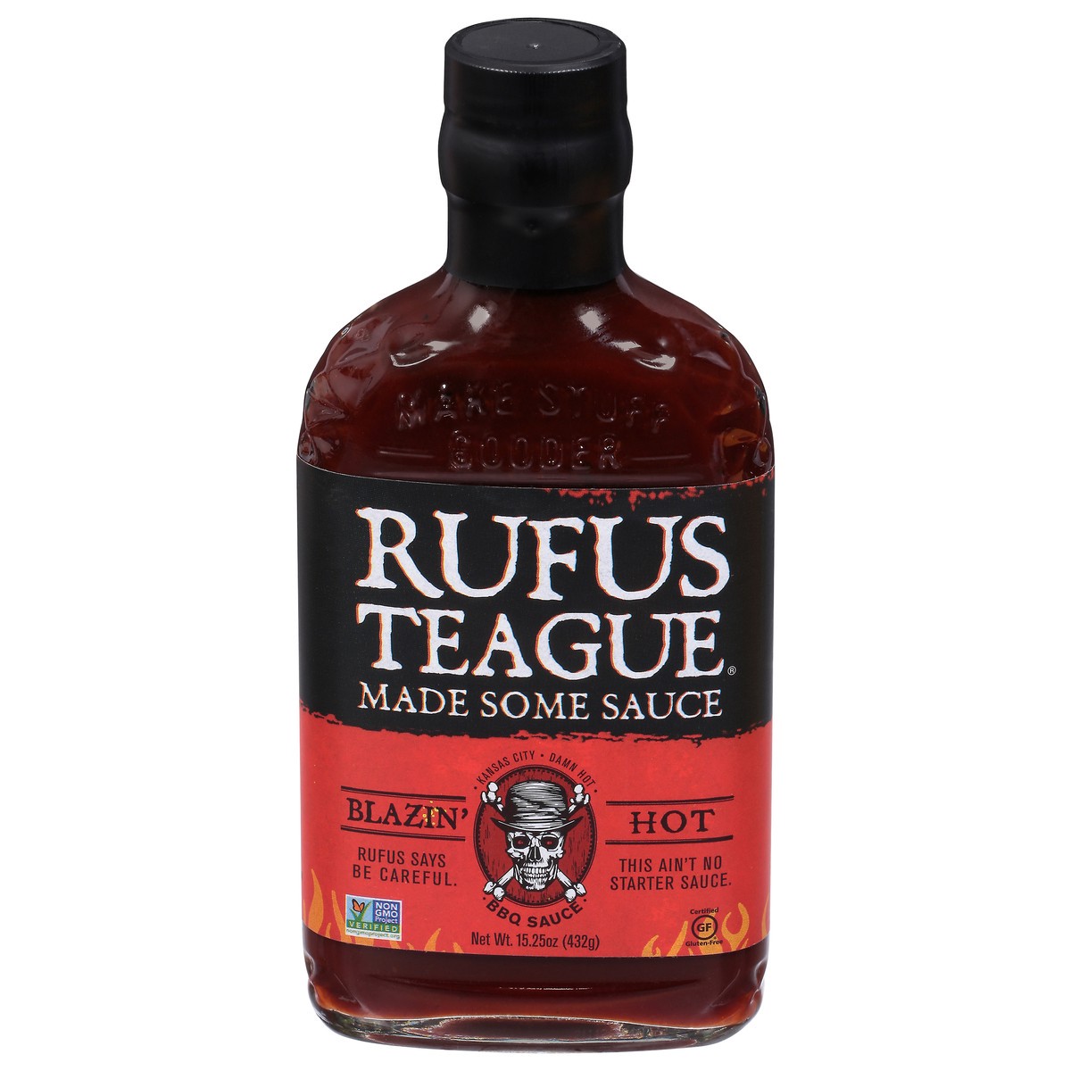 slide 1 of 9, Rufus Teague Blazin Hot Bbq Sauce, 15.25 oz