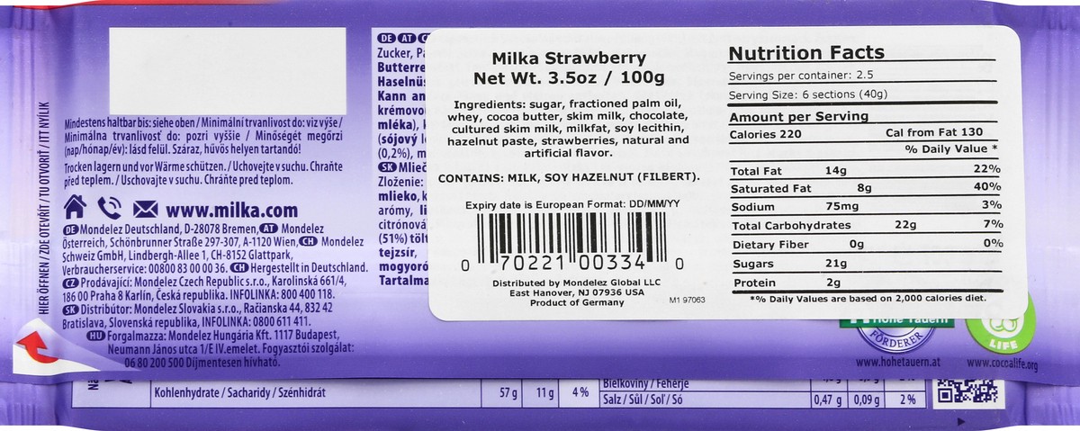 slide 4 of 9, Milka Strawberry Chocolate 3.5 oz, 3.5 oz