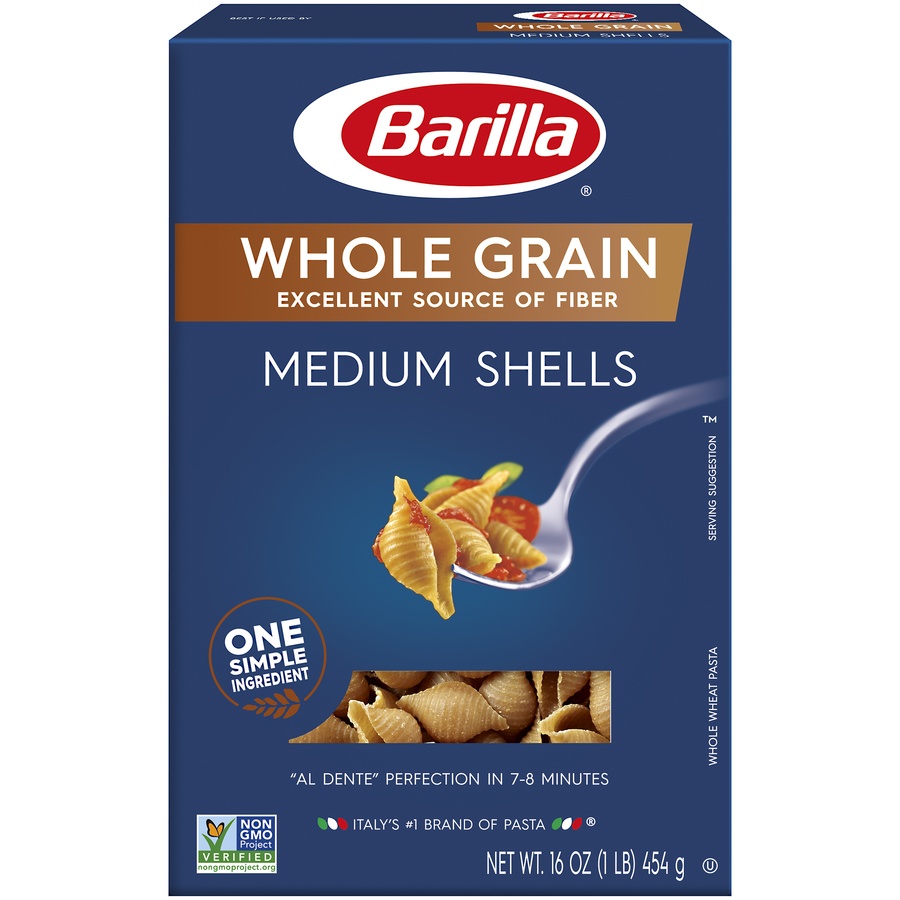 slide 1 of 1, Barilla Pasta Whole Grain Medium Shells, 16 oz