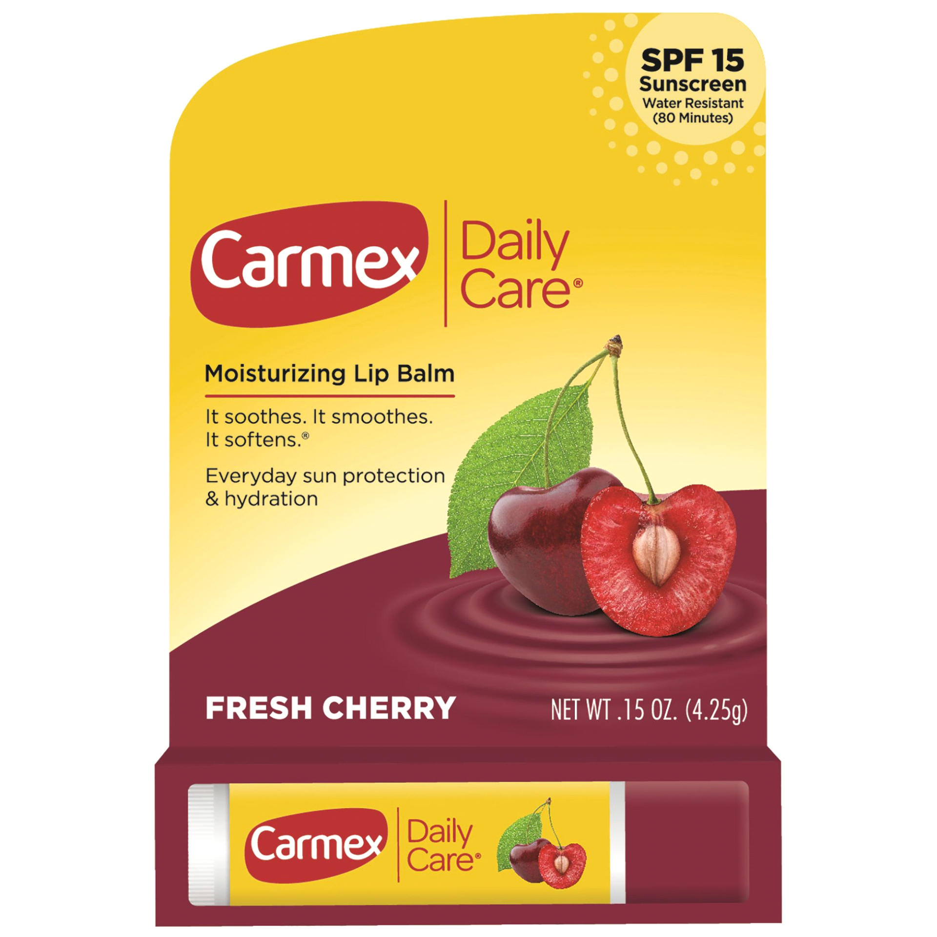 slide 1 of 1, Carmex Cherry Lip Balm Stick, 0.15 oz