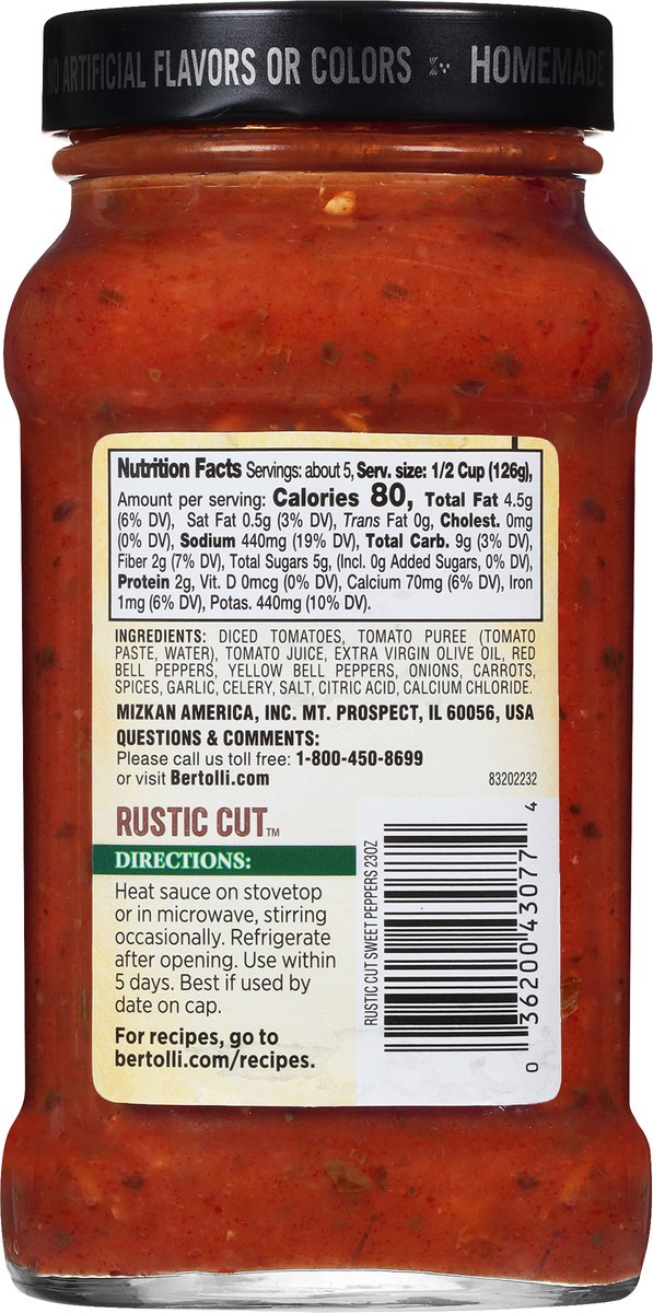 slide 5 of 9, Bertolli Rustic Cut Sweet Peppers Sauce with Hearty Vegetables 23 oz, 23 oz