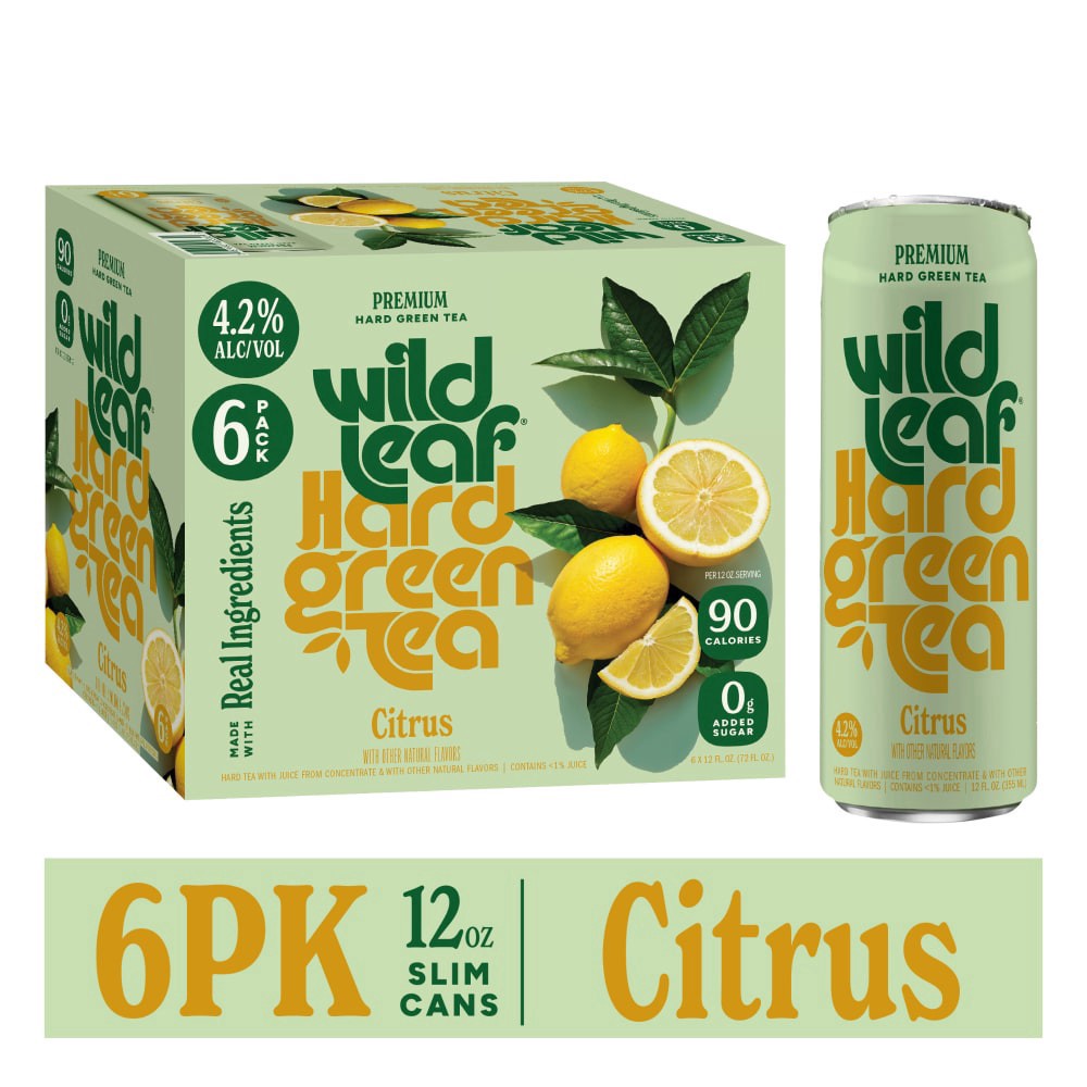 slide 5 of 6, Wild Leaf Citrus Hard Green Tea, 6 ct; 12 fl oz