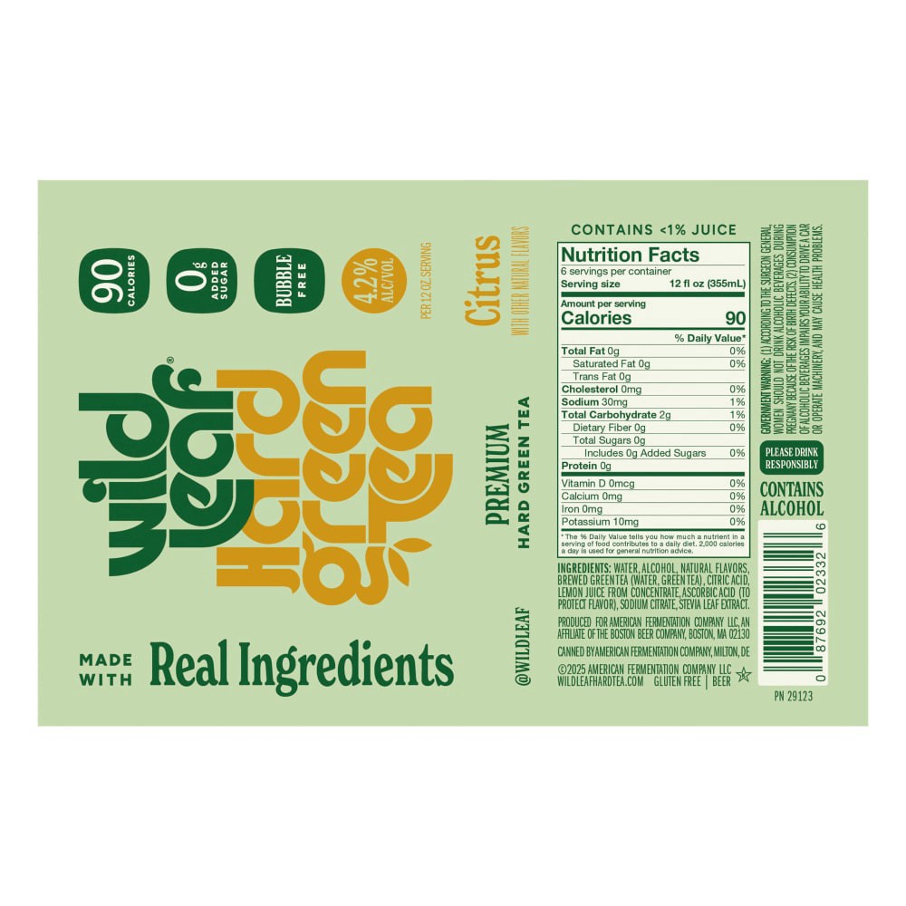slide 3 of 6, Wild Leaf Citrus Hard Green Tea, 6 ct; 12 fl oz