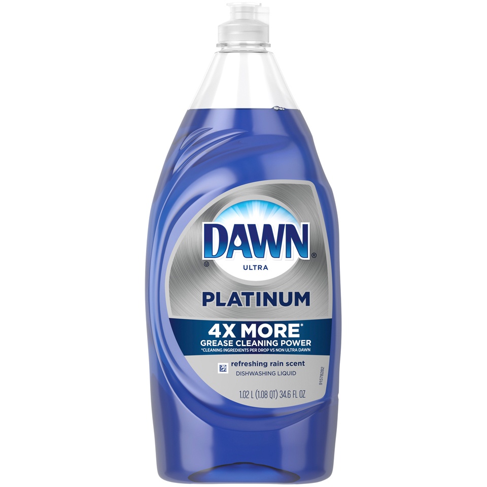 slide 1 of 4, Dawn Ultra Refreshing Rain Scent Platinum Dishwashing Liquid, 34.6 fl oz