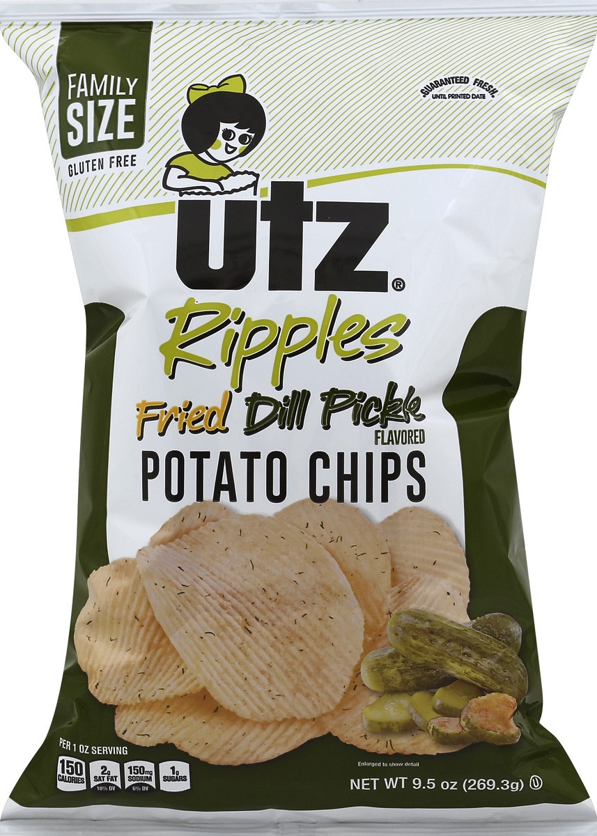 slide 3 of 5, Utz Fried Dill Pickle Potato Chips, 9.5 oz