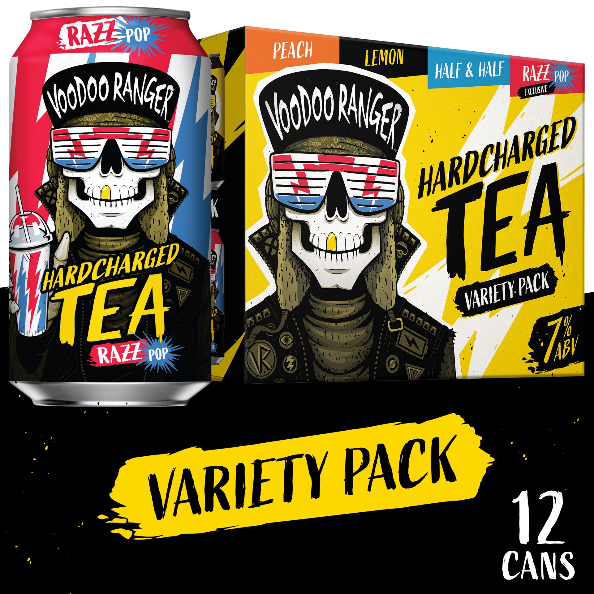 slide 1 of 4, Voodoo Ranger Hardcharged Tea Variety Pack, 12 Pack, 12 fl oz Cans, 1 ct