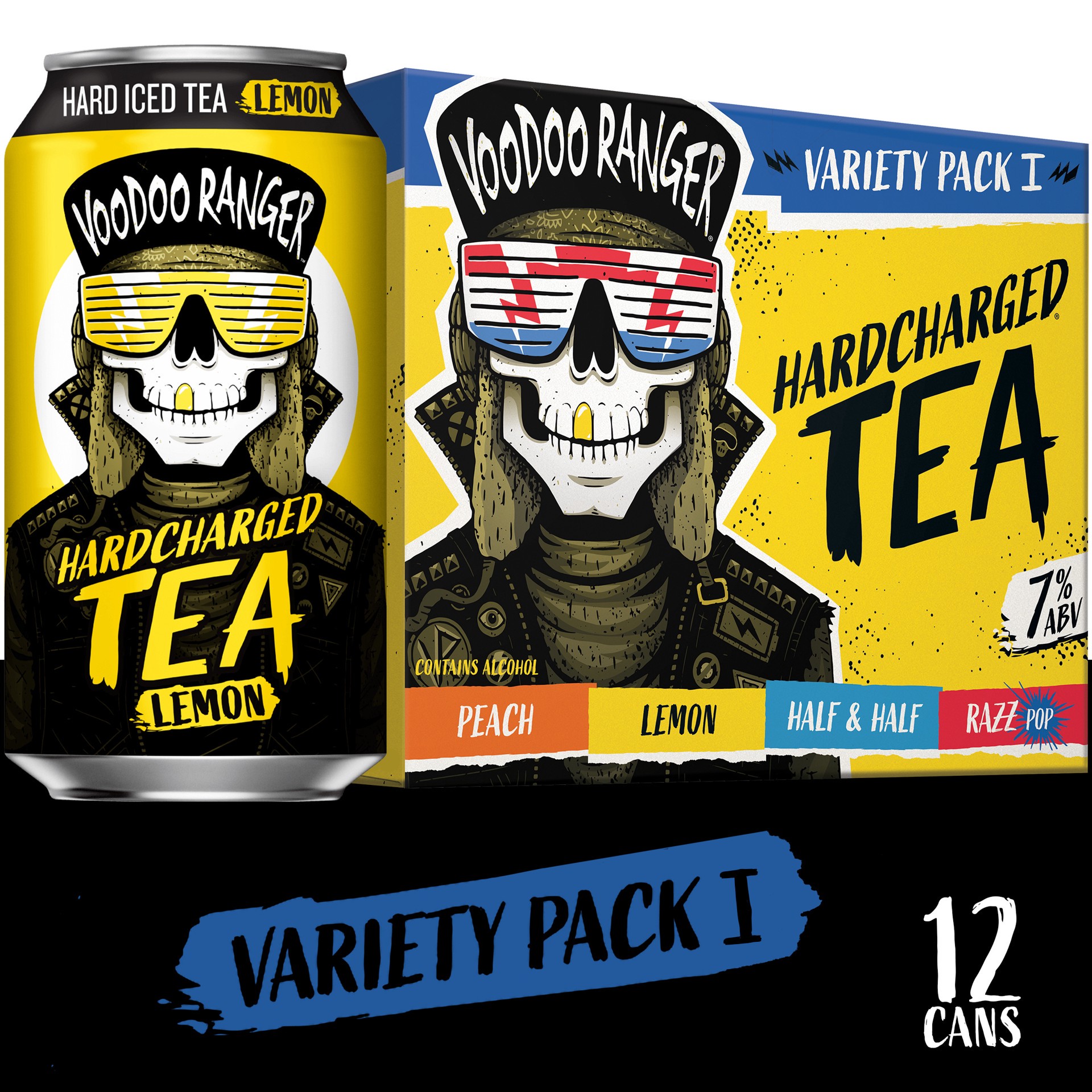 slide 1 of 4, Voodoo Ranger Hardcharged Tea Variety Pack I, 12 Pack, 12 fl oz Cans, 12 ct