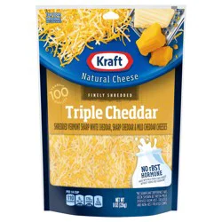 Kraft Triple Cheddar Finely Shredded Cheese, 8 oz Bag