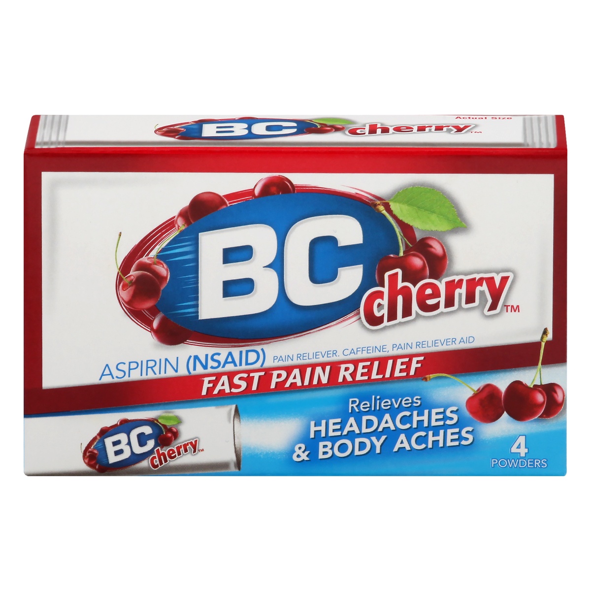 slide 1 of 1, BC Cherry Headache Powders, 4 ct