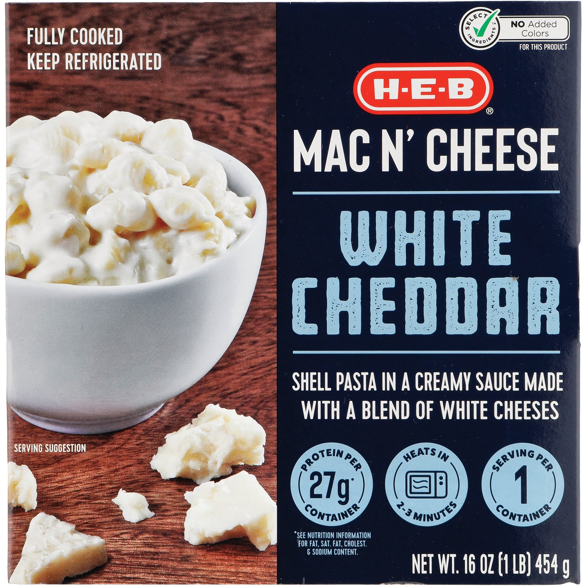 slide 1 of 1, H-E-B Fully Cooked White Cheddar Mac n’ Cheese, 16 oz