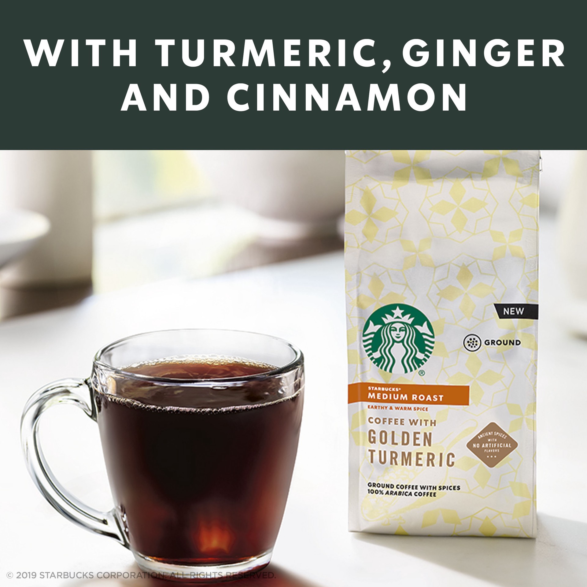 slide 3 of 4, Starbucks Medium Roast Ground Coffee with Golden Turmeric — 1 bag (9 oz.), 9 oz