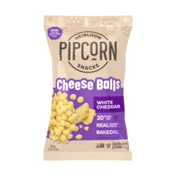 Pipcorn Heirloom Snacks Cheese Balls, White Cheddar