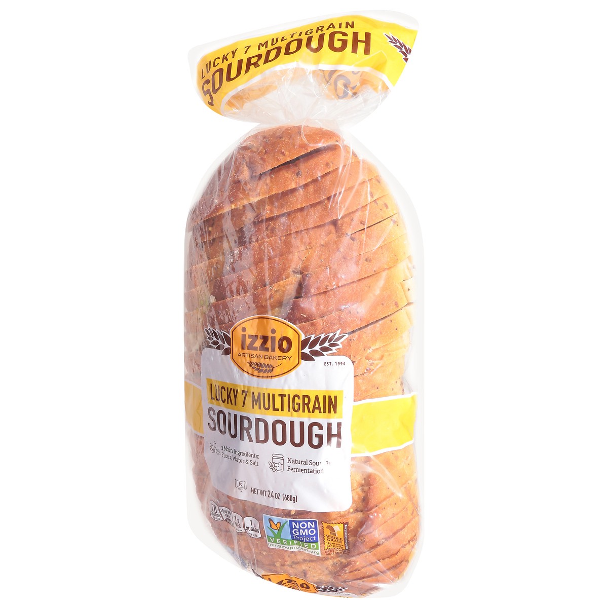 slide 2 of 13, Izzio Artisan Bakery Lucky 7 Multigrain Sourdough 24 oz, 24 oz