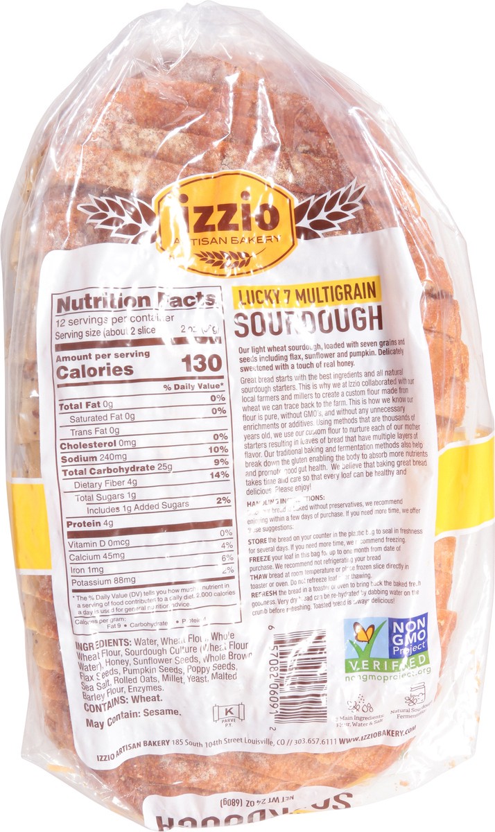 slide 4 of 13, Izzio Artisan Bakery Lucky 7 Multigrain Sourdough 24 oz, 24 oz