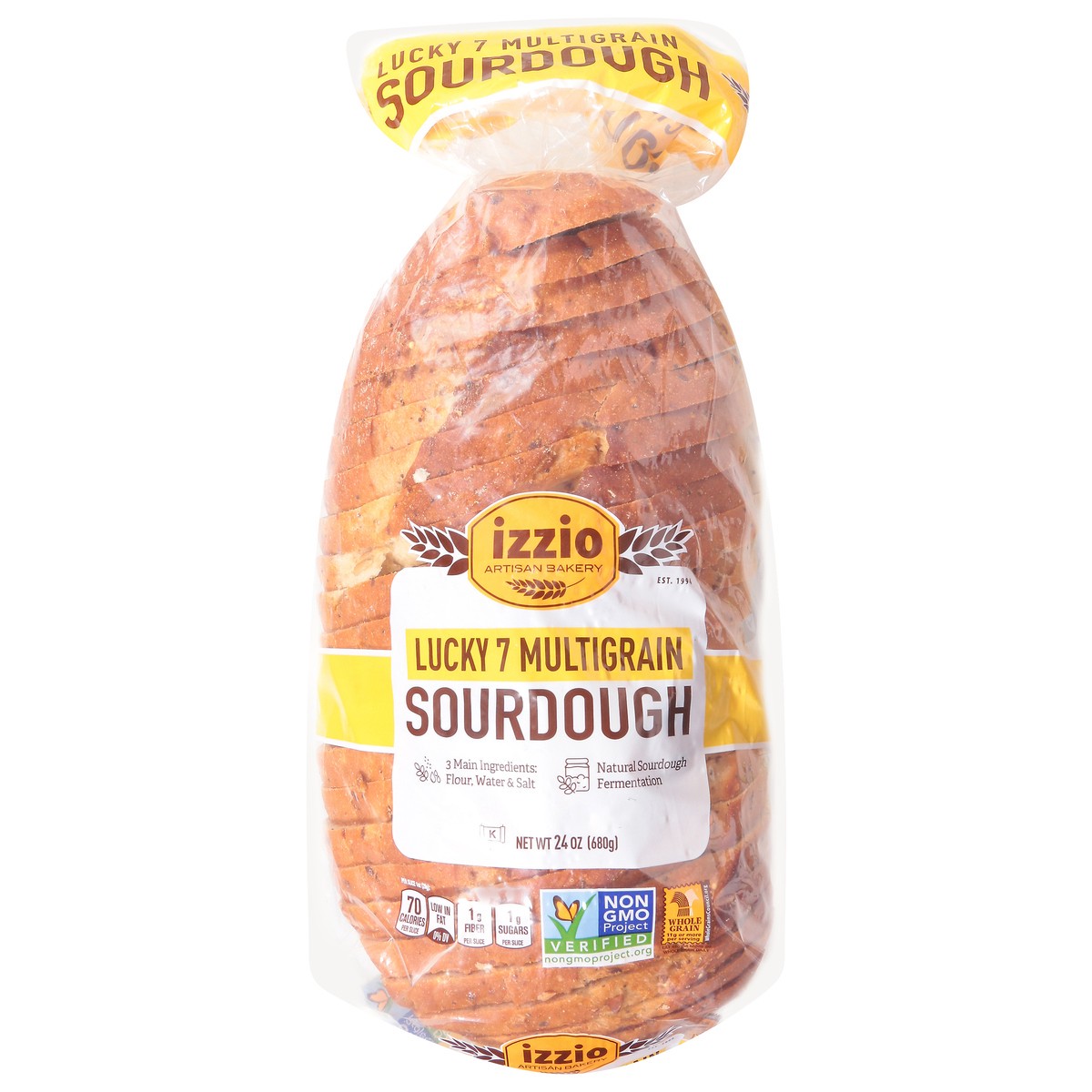 slide 1 of 13, Izzio Artisan Bakery Lucky 7 Multigrain Sourdough 24 oz, 24 oz