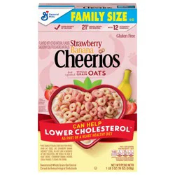 Strawberry Banana Cheerios, Heart Healthy Gluten Free Breakfast Cereal, Made with Whole Grain Oats, Family Size, 19 oz