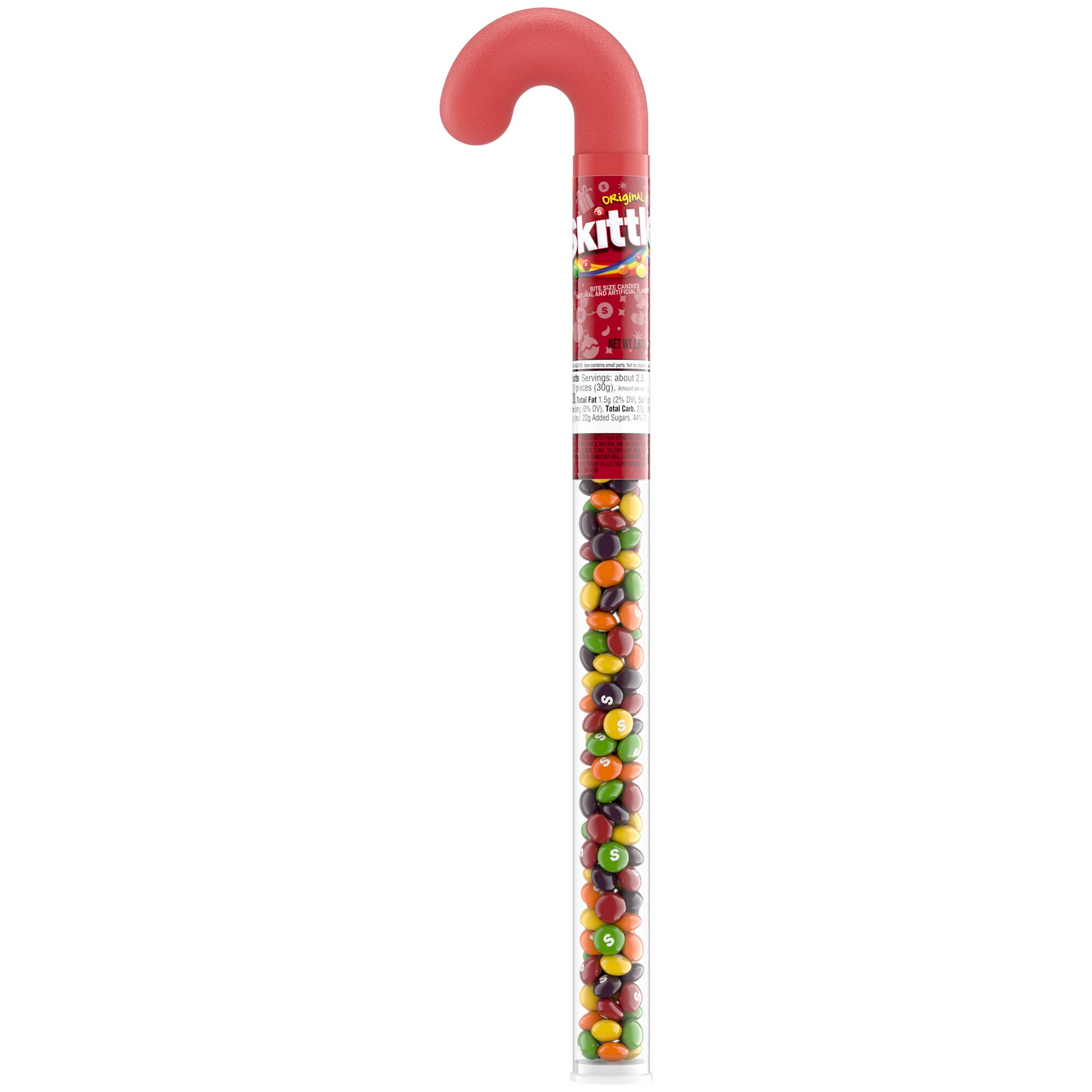 slide 1 of 7, SKITTLES Original Chewy Christmas Candy Cane, 2.6 oz. Tube, 2.6 oz