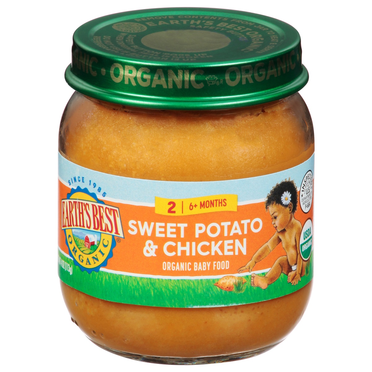 slide 1 of 1, Earth's Best Organic Stage 2 Sweet Potato & Chicken Organic Baby Food 4 oz. Jar, 4 oz