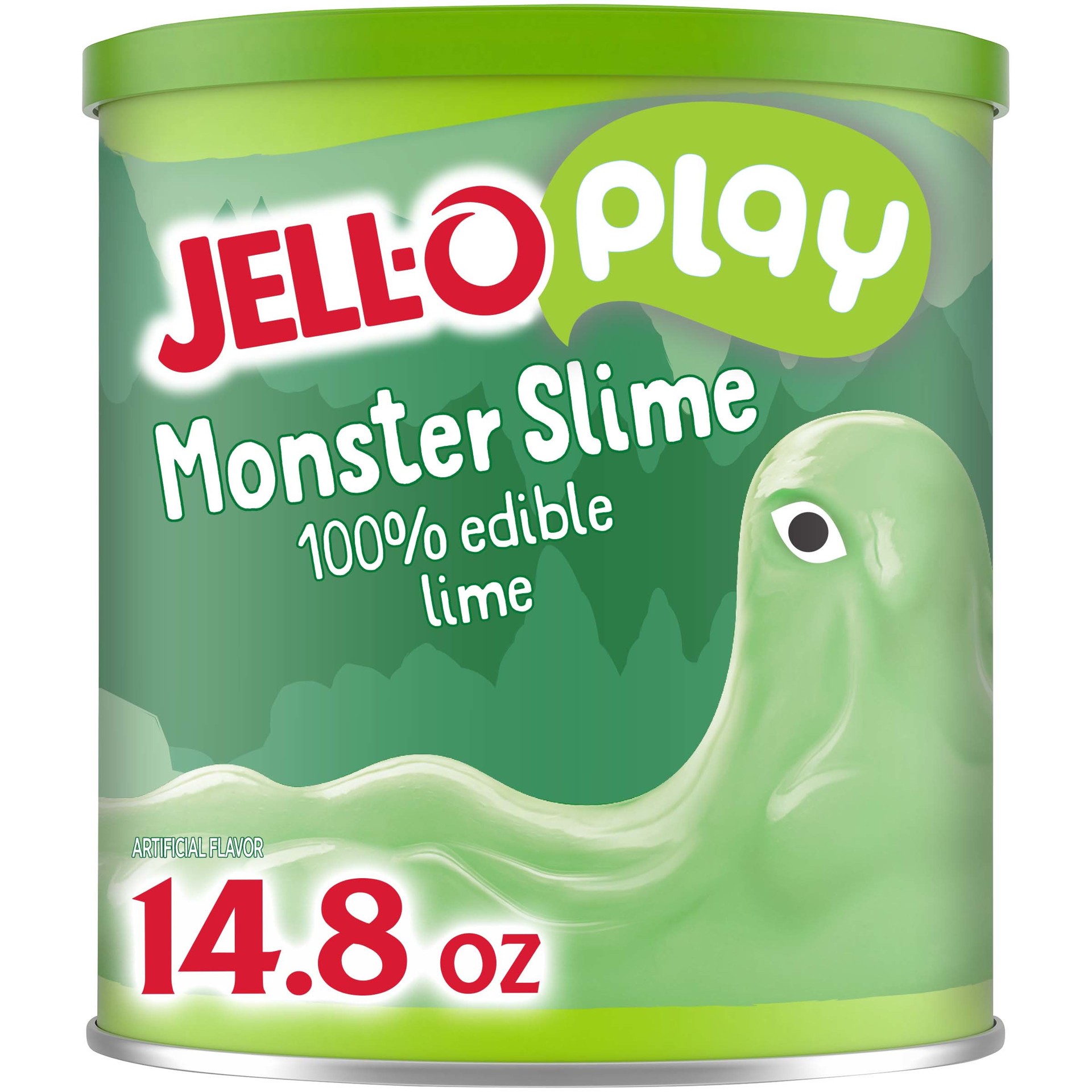 slide 1 of 14, Jell-O Play Monster Slime Kit with 100% Edible Lime Gelatin Mix, 14.8 oz Canister, 14.8 oz
