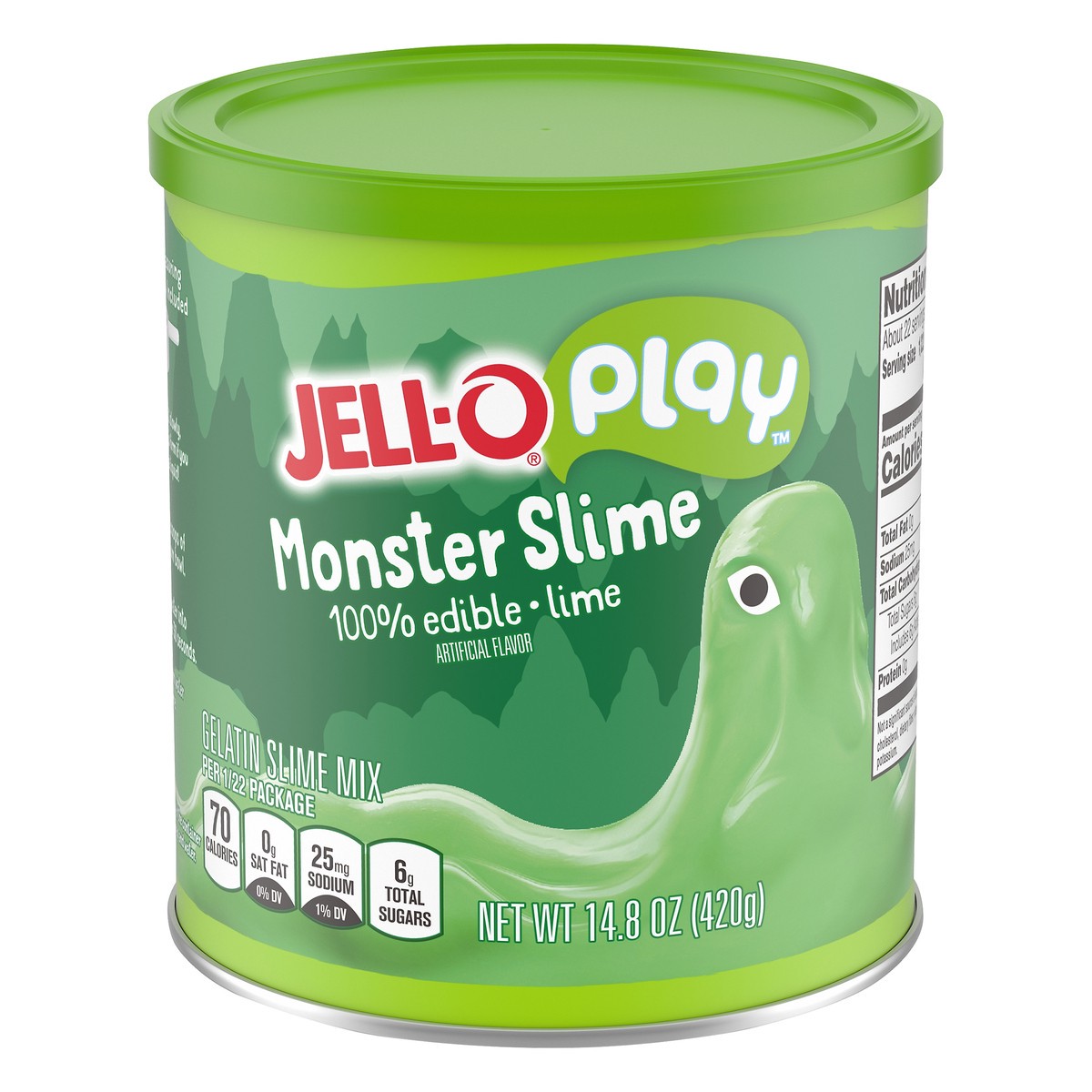 slide 8 of 14, Jell-O Play Monster Slime Kit with 100% Edible Lime Gelatin Mix, 14.8 oz Canister, 14.8 oz