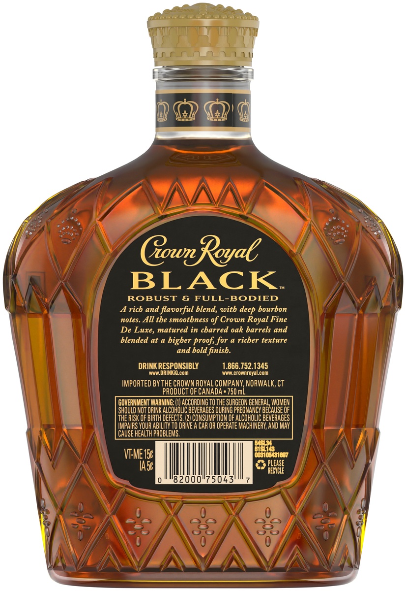 slide 5 of 6, Crown Royal Black Blended Canadian Whisky, 750 ml