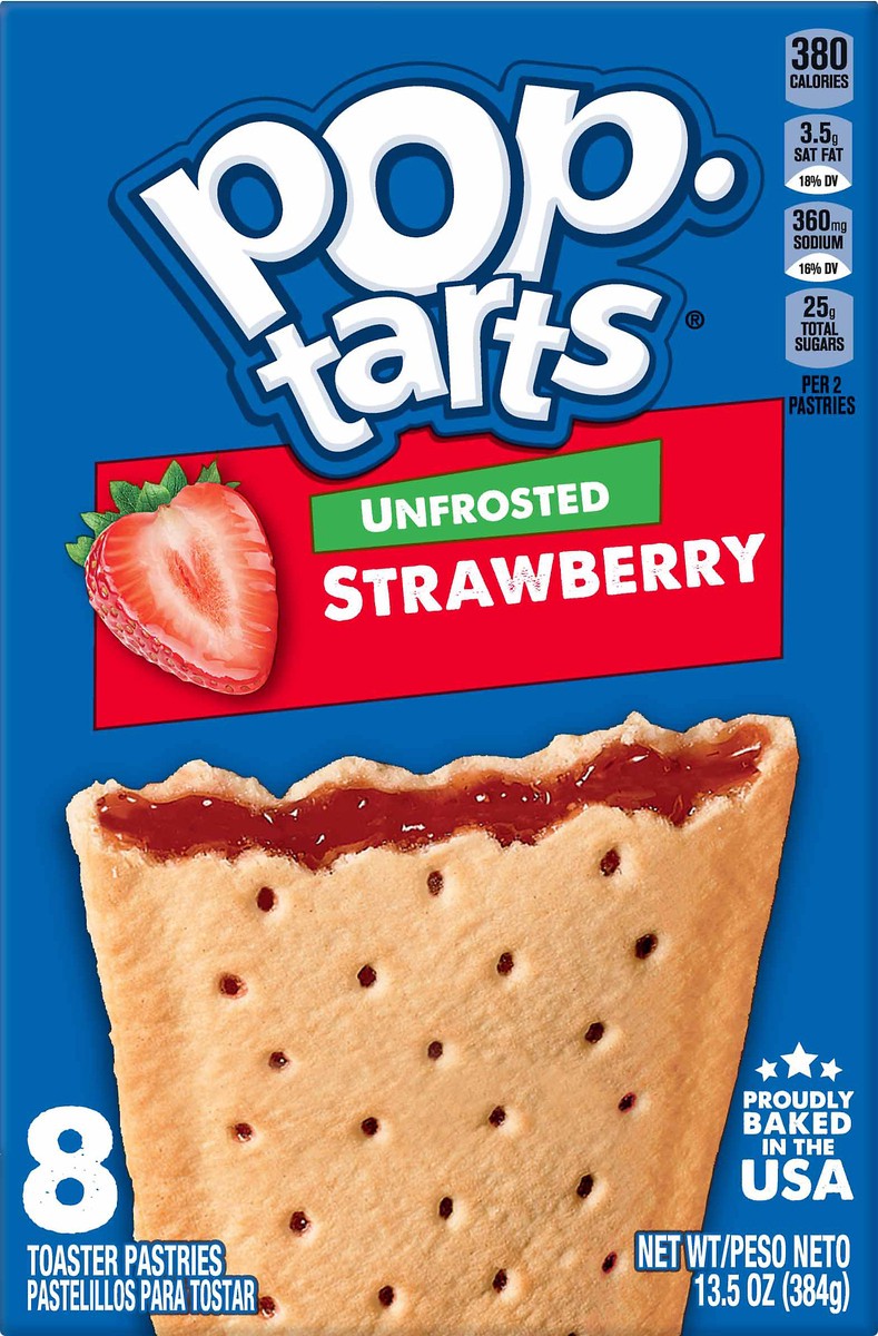 slide 1 of 10, Pop-Tarts 8 Pack Unfrosted Strawberry Toaster Pastries 8 ea, 8 ct