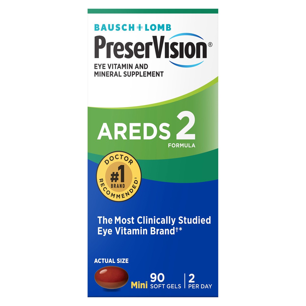 slide 1 of 7, PreserVision AREDS 2 Formula Vitamin & Mineral Supplement 90 ct Soft Gels (MiniGels), 90 ct