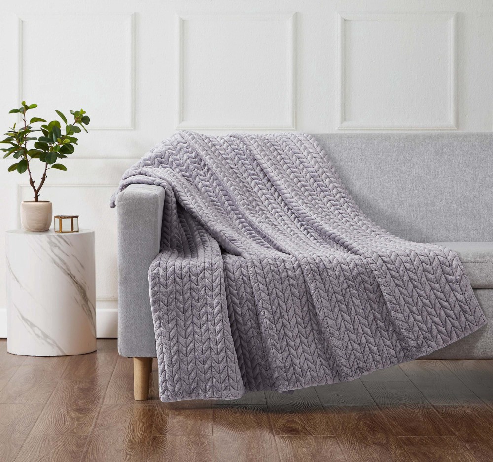 slide 3 of 3, HD Designs® Herringbone Plush Throw Blanket - Gray, 1 ct