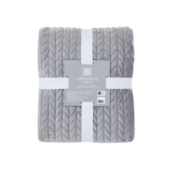 HD Designs® Herringbone Plush Throw Blanket - Gray