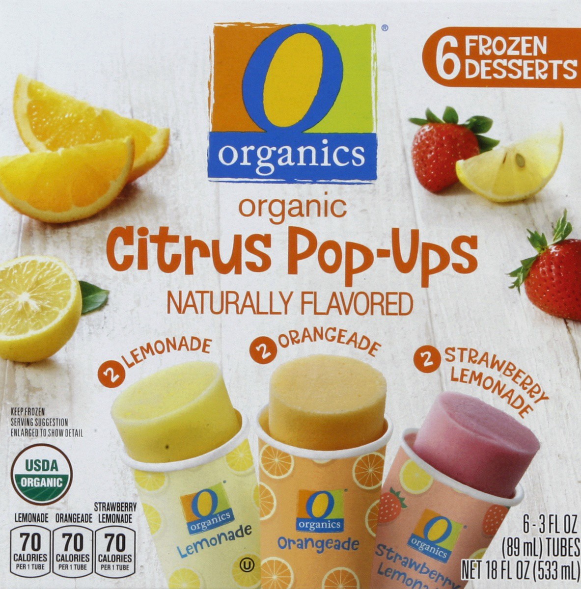 slide 2 of 4, O Organics Pop Ups Citrus, 6 ct; 3 fl oz