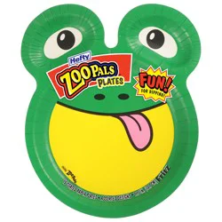 Hefty Zoo Pals Paper Plates for Kids, Assorted Animal Designs with Two Dipping Compartments, Multi-Color, 7.75 inches, 15 count