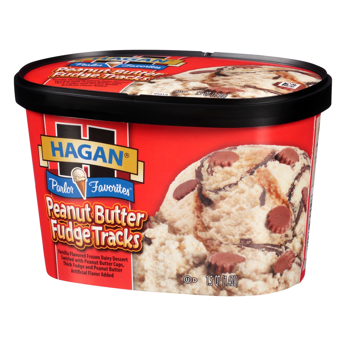 slide 2 of 10, Hagan Parlor Favorites Peanut Butter Fudge Tracks Ice Cream 1.5 qt. Tub, 1.42 liter